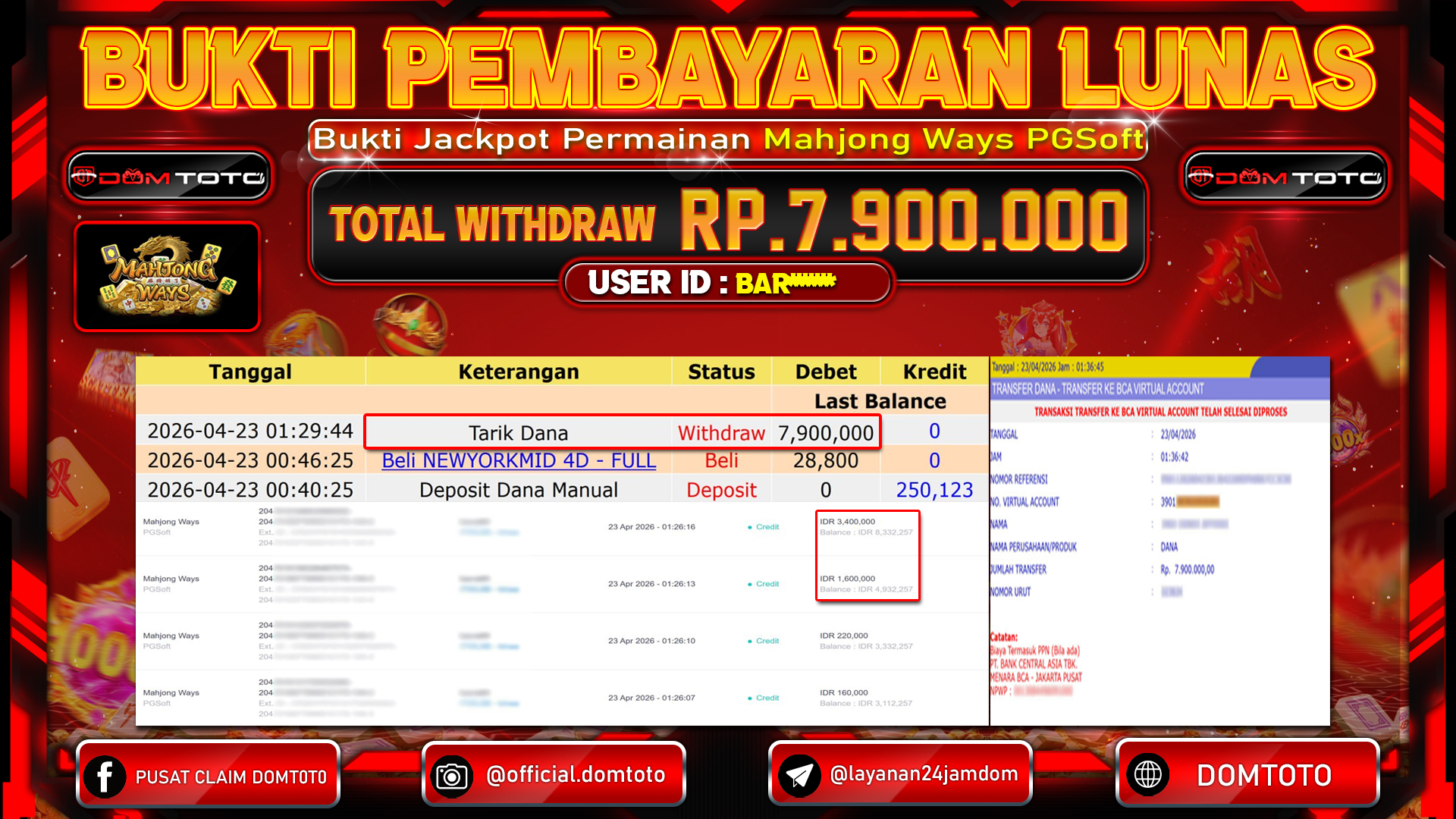 JACKPOT SLOT Mahjong Ways PGSoft 23 APRIL 2026